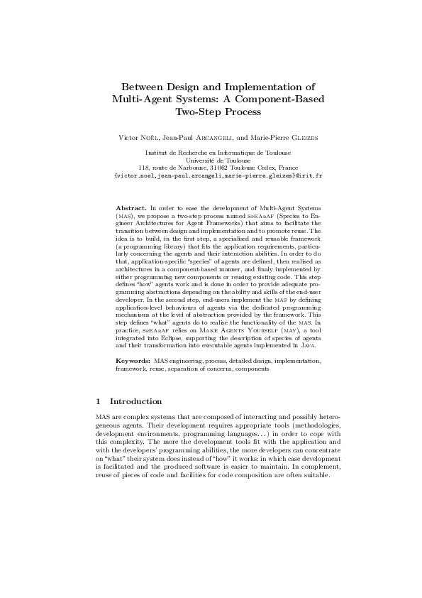 (PDF) Between Design and Implementation of Multi-Agent Systems: A ...