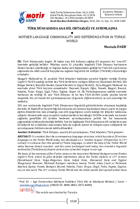 (PDF) TÜRK DÜNYASINDA ANA DİL ORTAKLIĞI VE AYRIMLAŞMA MOTHER LANGUAGE ...