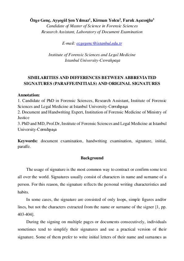 (PDF) Similarities and Differences Between Abbreviated Signatures
