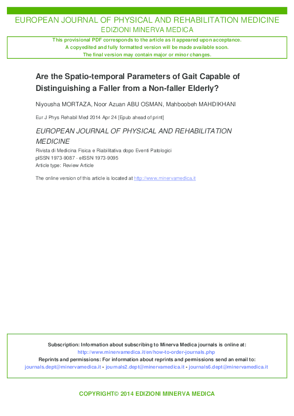 (PDF) Are the Spatio temporal Parameters of Gait Capable of ...