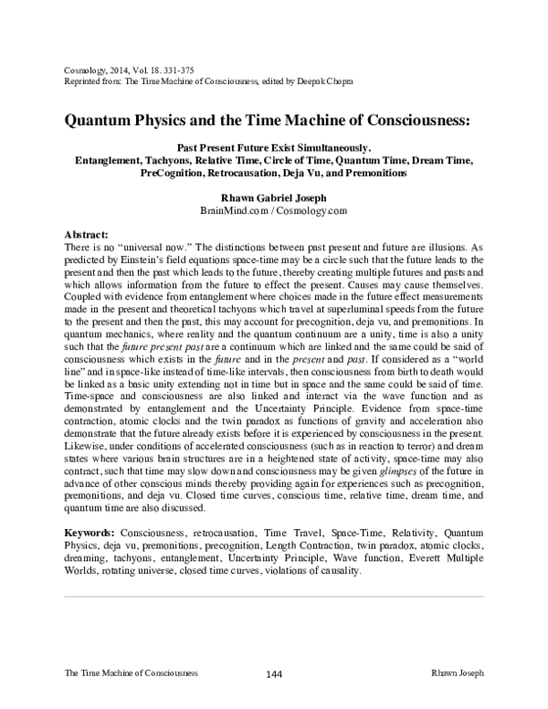 (PDF) Quantum Physics Time Machineof Consciousness