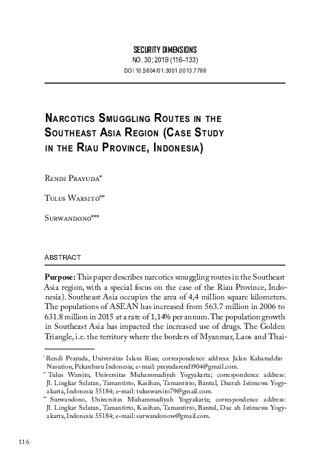 PDF) Narcotics smuggliNg routes iN the southeast asia regioN (case 