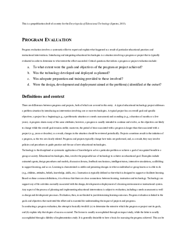 (DOC) Program Evaluation