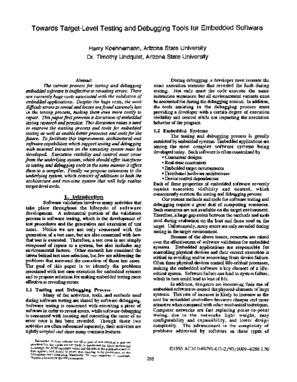 (PDF) Towards target-level testing and debugging tools for embedded ...