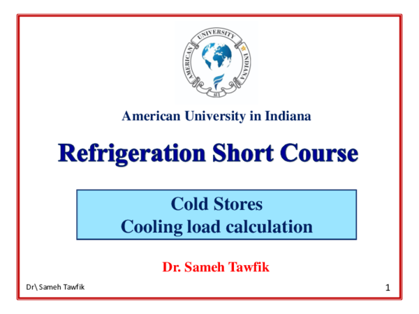 (PDF) Cold Stores Cooling load calculation