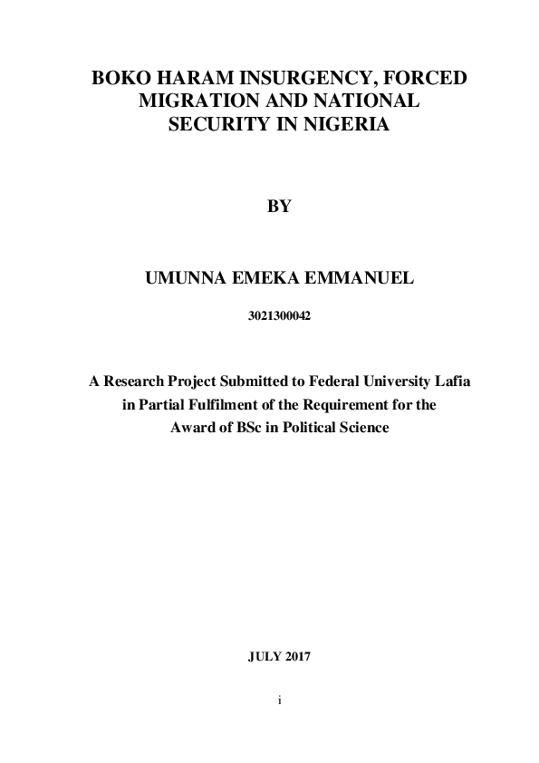(PDF) Boko Haram Insurgency, Forced Migration and National Security in ...
