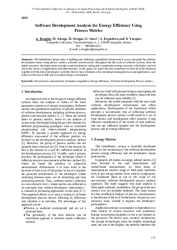 (PDF) Software Development Analysis for Energy Efficiency Using Process ...