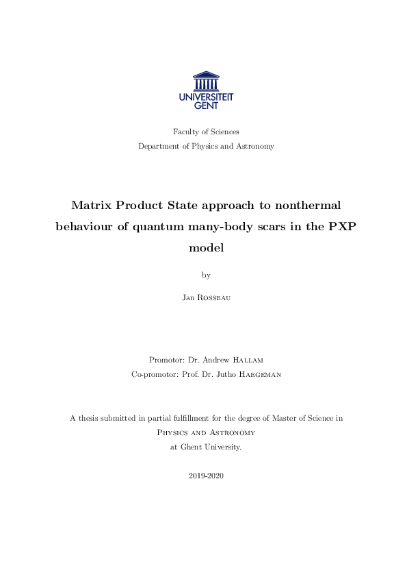 (PDF) Matrix Product State approach to nonthermal behaviour of quantum ...