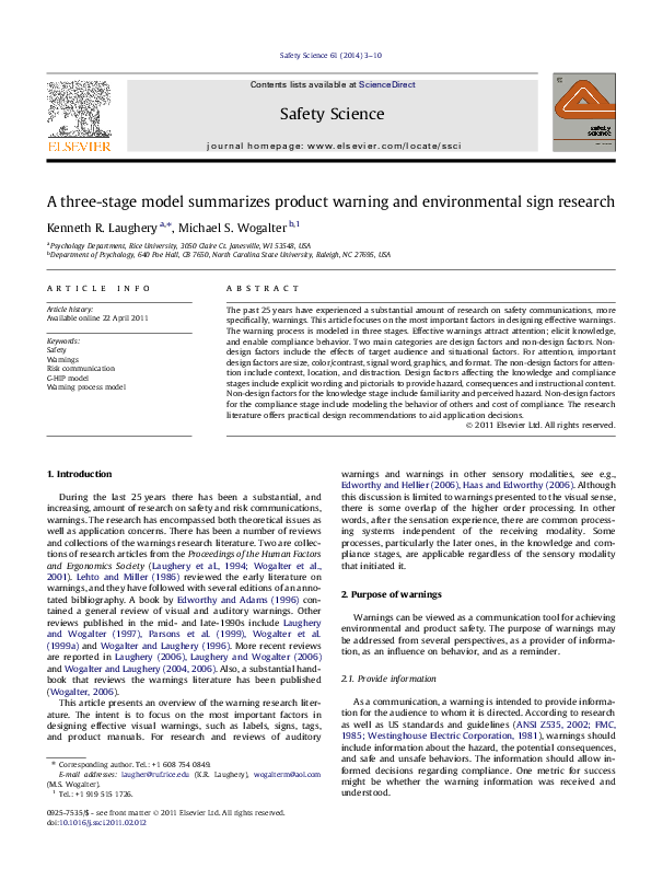 (PDF) A three-stage model summarizes product warning and environmental ...