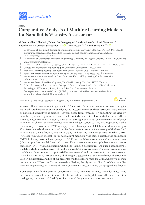 (PDF) Comparative Analysis of Machine Learning Models for Nanofluids ...