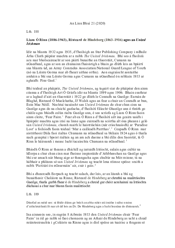 (DOC) Liam O Rinn 1886 1943 Risteard de Hindeberg 1863 1916 agus an ...