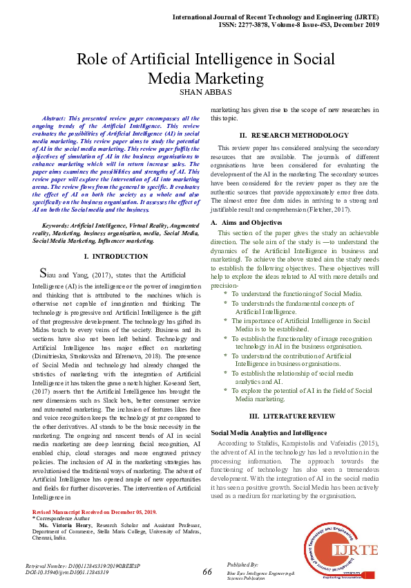 (DOC) Role of Artificial Intelligence in Social Media Marketing