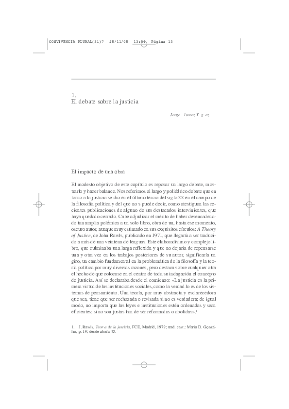 (PDF) El debate sobre la justicia