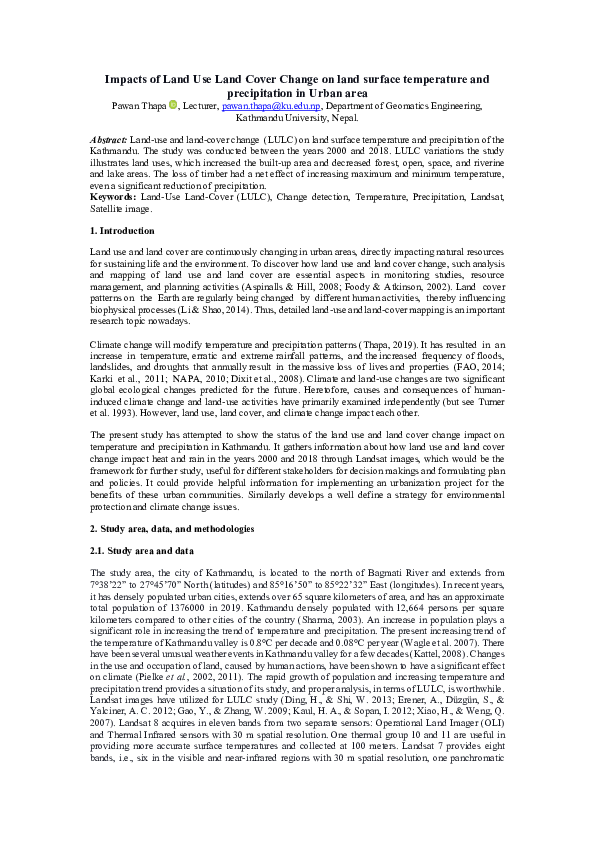 (PDF) Impacts of Land Use Land Cover Change on land surface temperature ...
