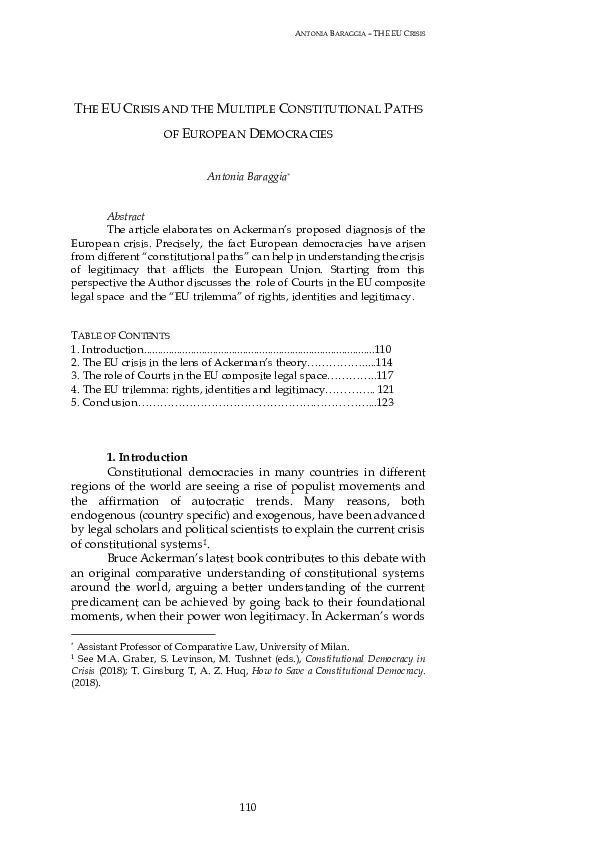 (PDF) THE EU CRISIS AND THE MULTIPLE CONSTITUTIONAL PATHS OF EUROPEAN ...