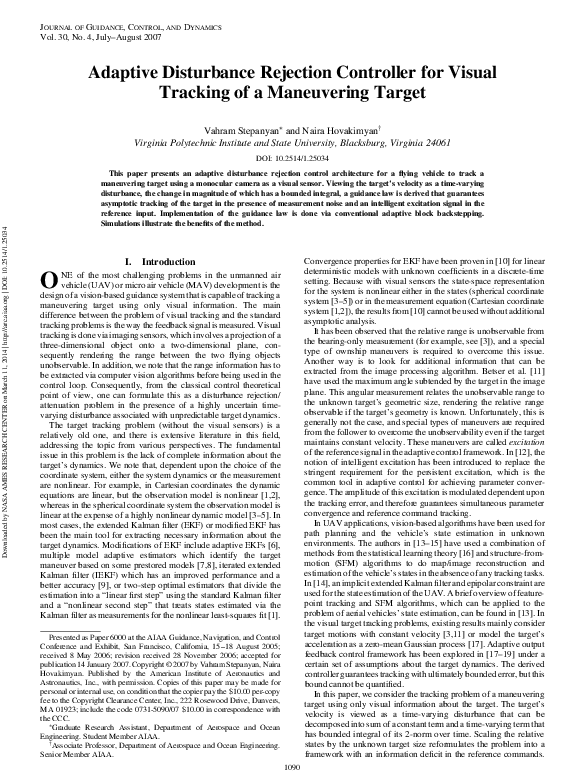 (PDF) Adaptive Disturbance Rejection Controller for Visual Tracking of ...