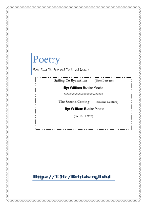 (PDF) Sailing To Byzantium (First Lecture