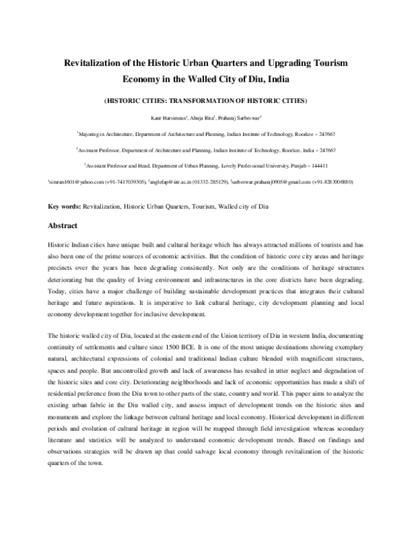 (PDF) Revitalization of the Historic Urban Quarters and Upgrading ...