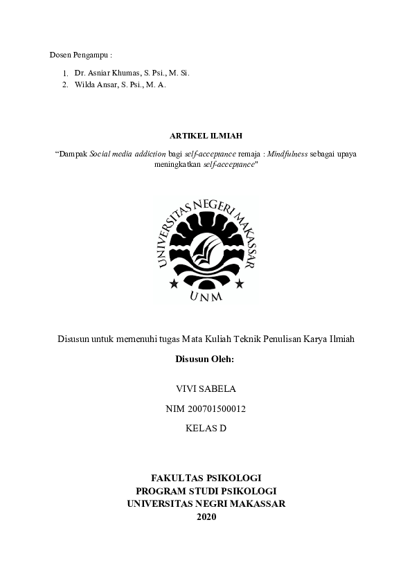 Contoh Karya Tulis Ilmiah Research Papers Academia Edu