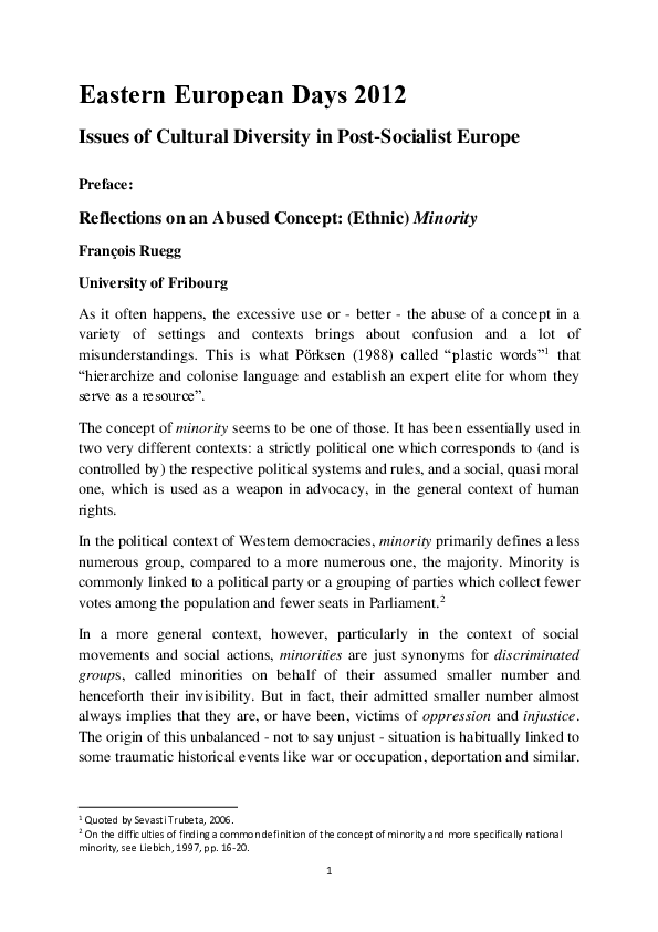 (PDF) Eastern European Days 2012 Issues of Cultural Diversity in Post ...
