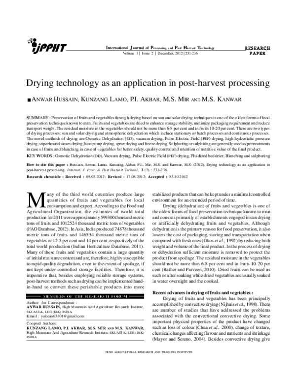Journal of postharvest technology impact factor picture