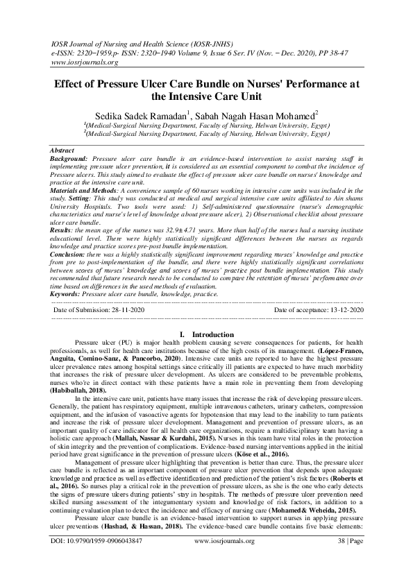 (PDF) Effect of Pressure Ulcer Care Bundle on Nurses' Performance at ...