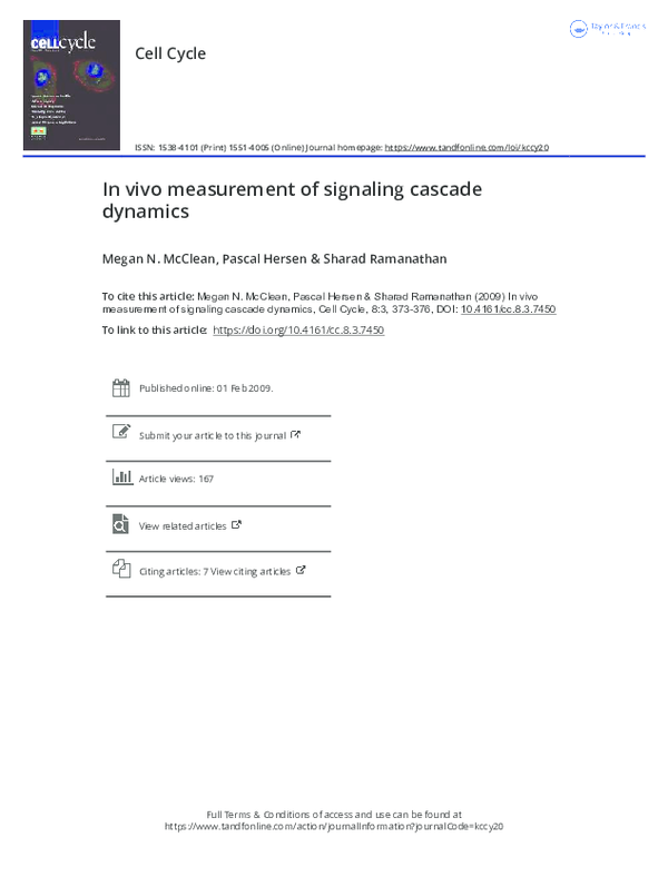 (PDF) In vivo measurement of signaling cascade dynamics