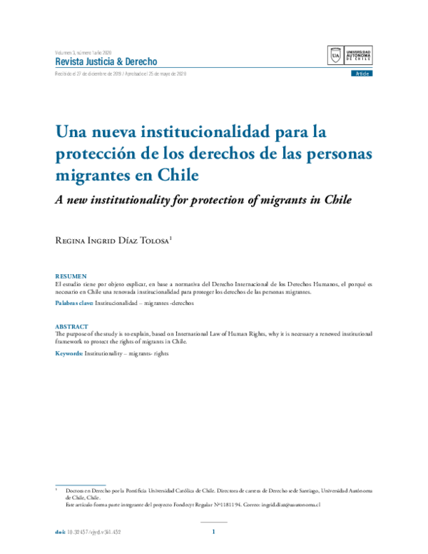(PDF) Una nueva institucionalidad para la protección de los derechos de ...