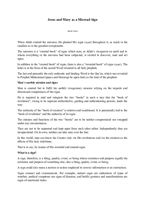 (DOC) Jesus and Mary as a Misread Sign | OMER SPAHIC - Academia.edu