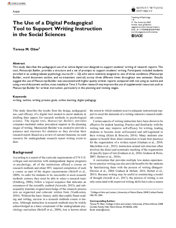 (PDF) The Use of a Digital Pedagogical Tool to Support Writing ...