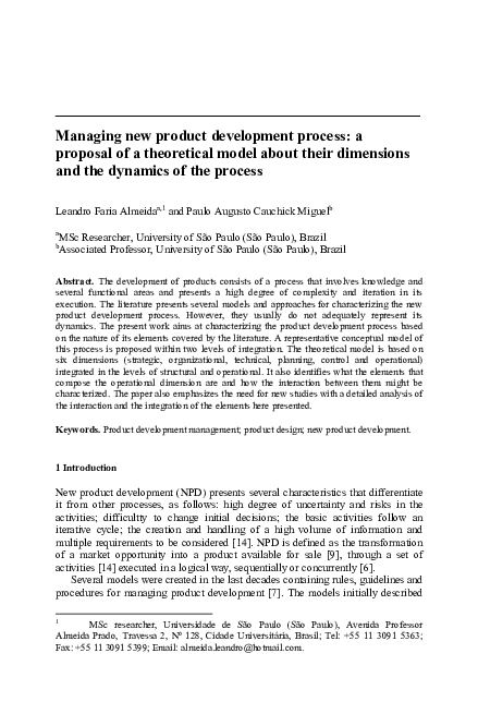(PDF) Managing new product development process: a proposal of a ...