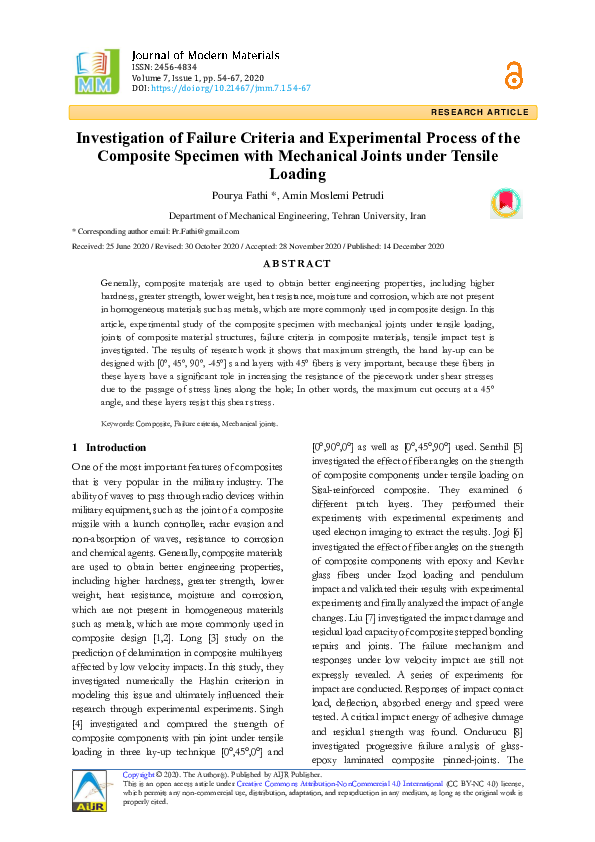 (PDF) Investigation of Failure Criteria and Experimental Process of the ...