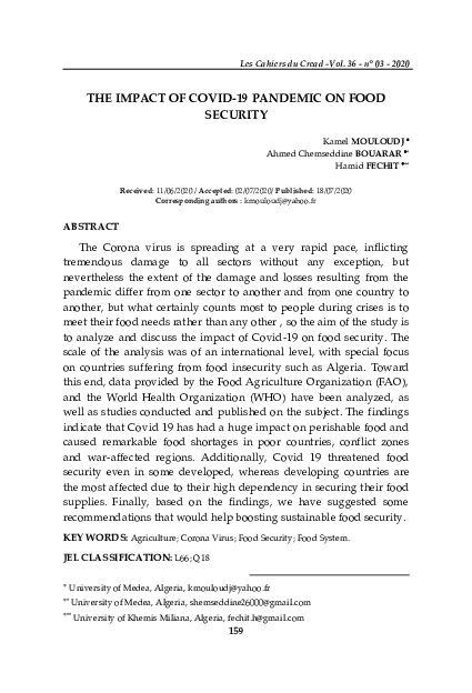 (PDF) THE IMPACT OF COVID-19 PANDEMIC ON FOOD SECURITY