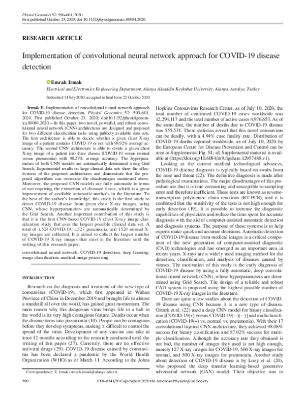 (PDF) Implementation of convolutional neural network approach for COVID ...