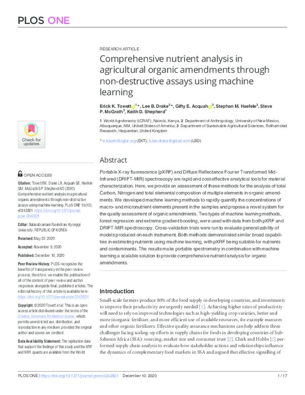 (PDF) Comprehensive nutrient analysis in agricultural organic ...
