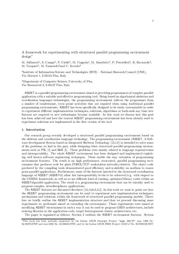 (PDF) A framework for experimenting with structured parallel ...