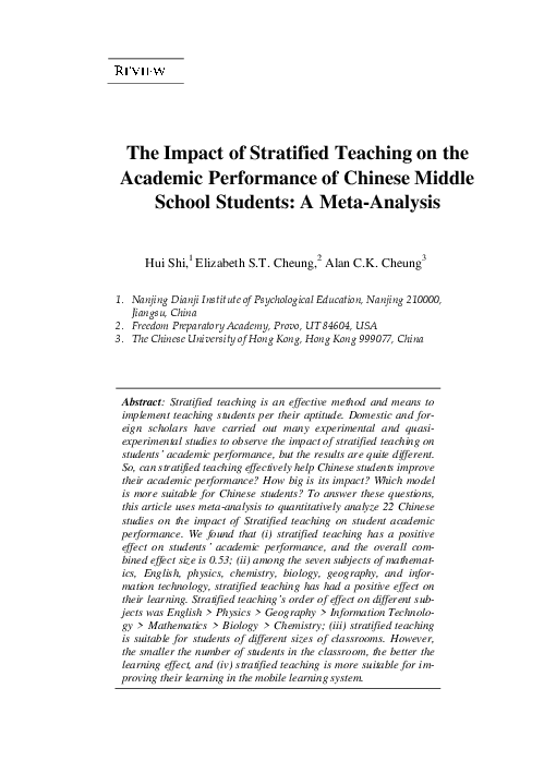 (PDF) The Impact of Stratified Teaching on the Academic Performance of ...
