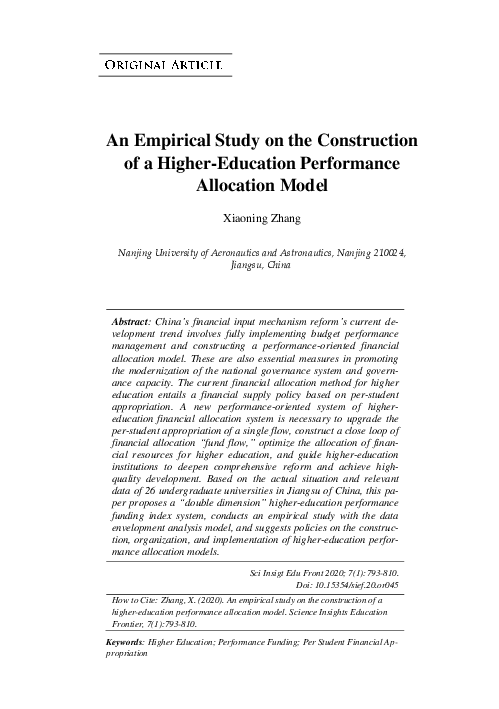 (PDF) An Empirical Study on the Construction of a Higher-Education ...