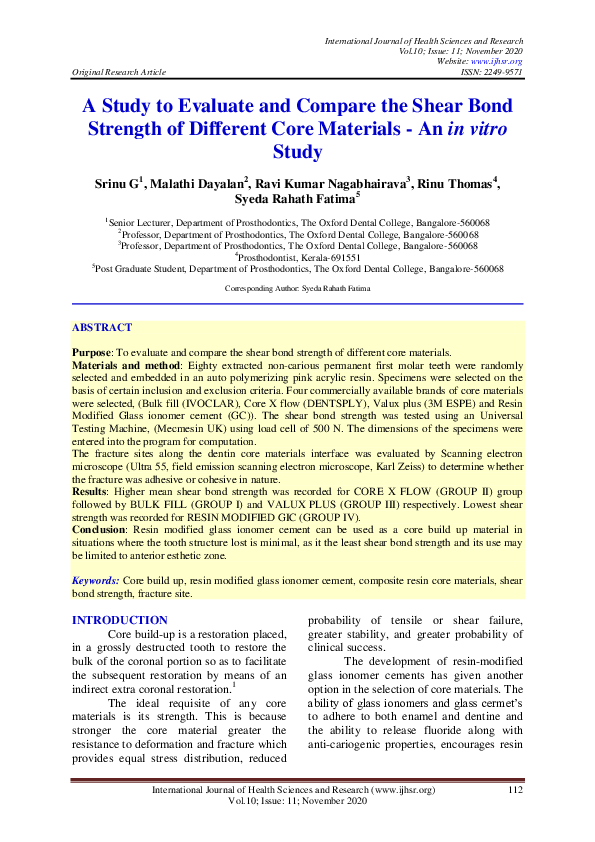 (PDF) A Study to Evaluate and Compare the Shear Bond Strength of ...
