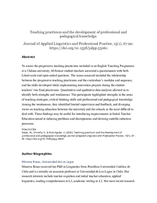 (DOC) Teaching practicum and the development of professional and ...