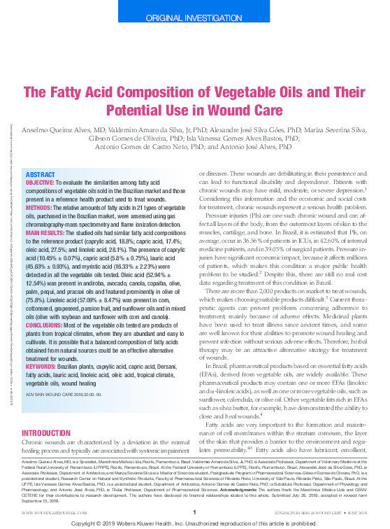 (PDF) The Fatty Acid Composition of Vegetable Oils and Their Potential ...