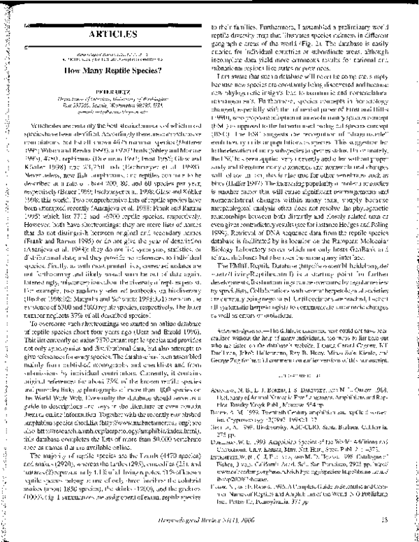 (PDF) How many reptile species? | Peter Uetz - Academia.edu