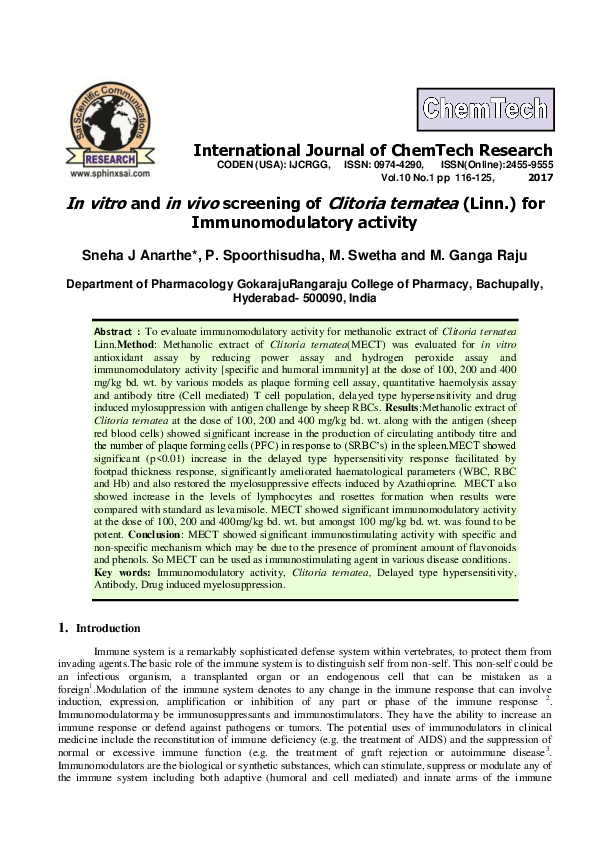 (PDF) In vitro and in vivo screening of Clitoria ternatea (Linn.) for ...