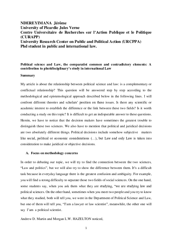 (PDF) Political sciences and Law, undergoing article