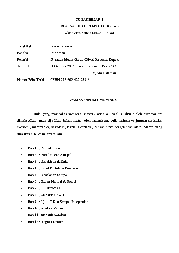 Pdf Cara Mudah Mempelajari Statistik Sosial G Fauzia Academia Edu