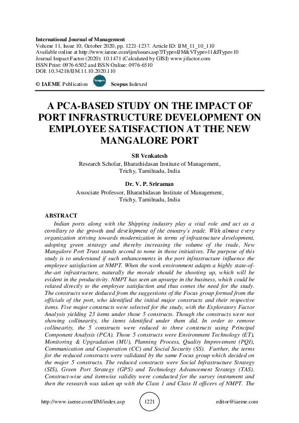 (PDF) A PCA-BASED STUDY ON THE IMPACT OF PORT INFRASTRUCTURE ...