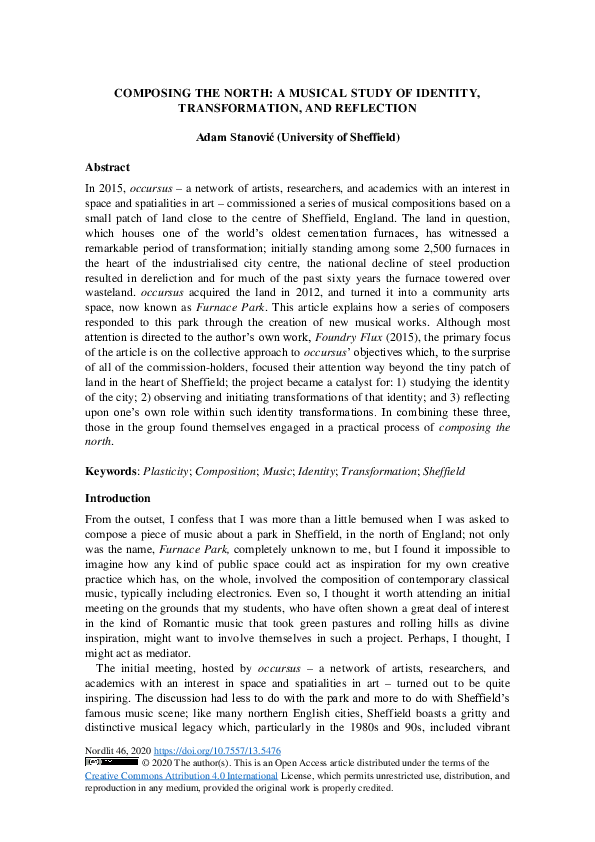 (PDF) COMPOSING THE NORTH: A MUSICAL STUDY OF IDENTITY, TRANSFORMATION ...