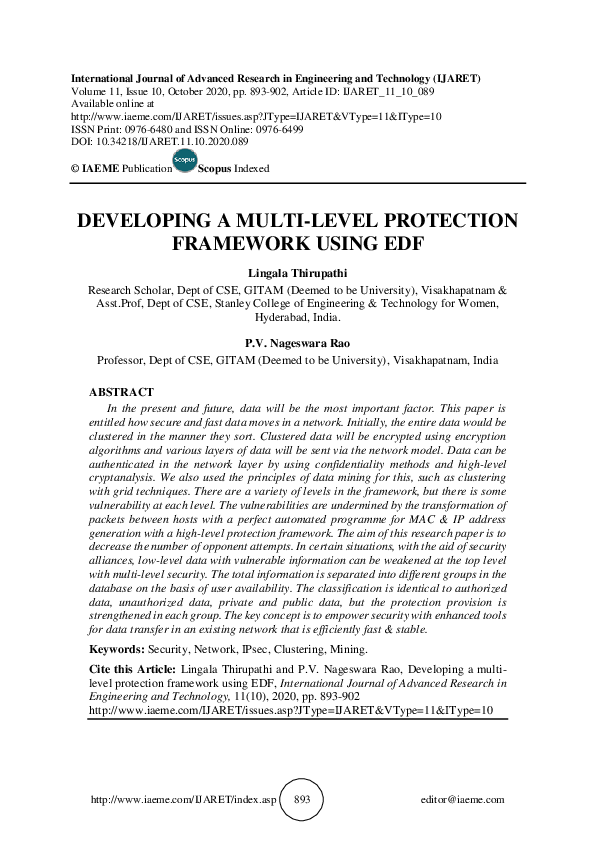 (PDF) Developing a multi-level protection framework using EDF