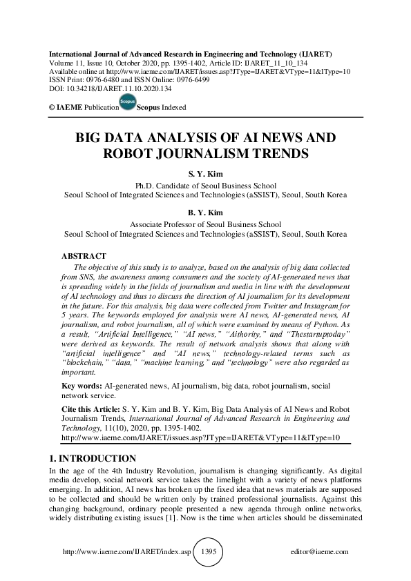 (PDF) Big Data Analysis of AI News and Robot Journalism Trends
