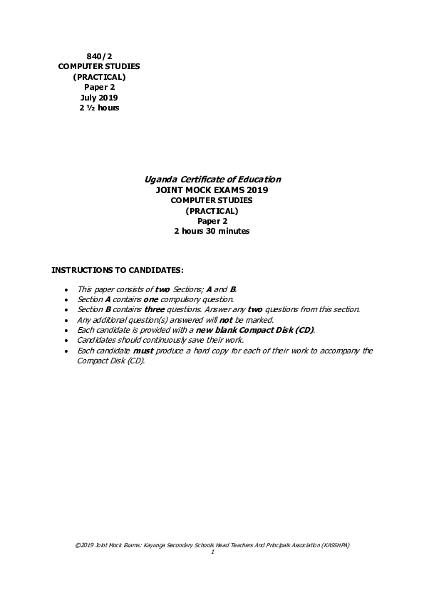 (PDF) S4 COMPUTER Paper 2 MOCK EXAM Eneku Ronald Academia.edu